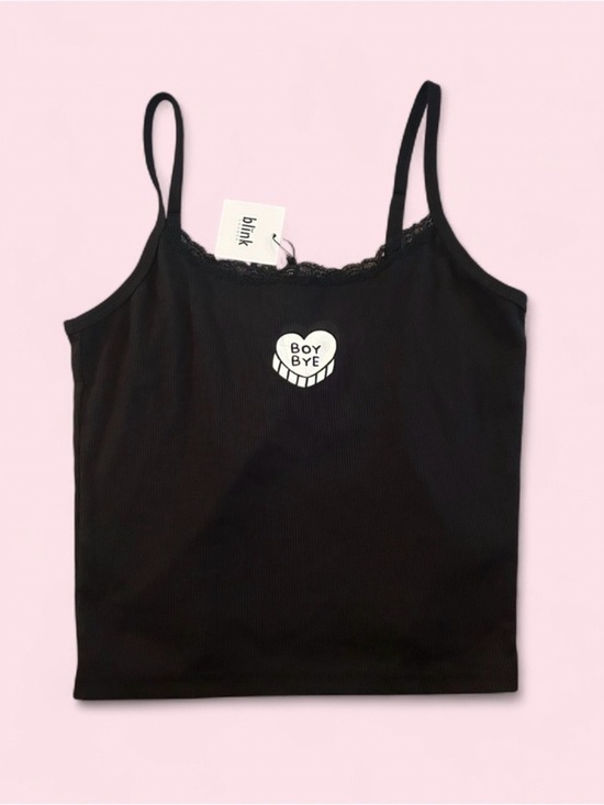 Blink Tops - Blink Lounge NWT Black Lace Trim “Boy Bye” Size XL